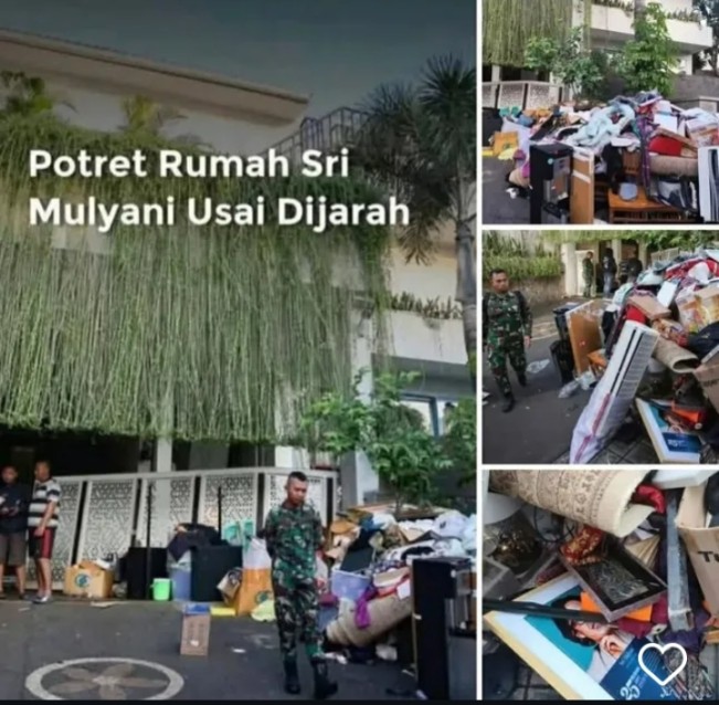 Potret rumah Menkeu Sri Mulyani usai dijarah massa. [Instagram]